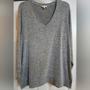Lucky Brand Sweater Mens 2XL  Gray V-Neck Knit Long Sleeve Pullover